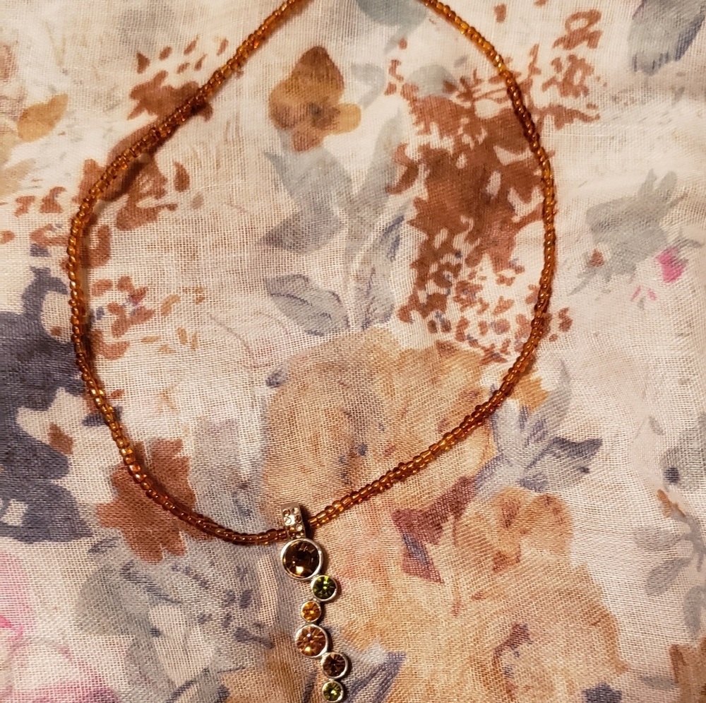 Lia sophia brown and green tone necklace